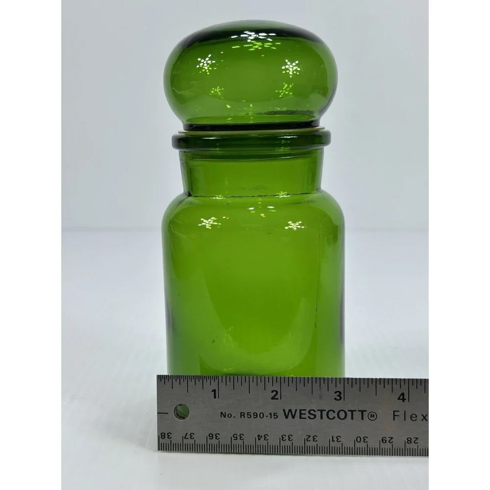 Vintage Green Canister‎ Bubble Lid Glass Jar Mid Century Modern Made in Belgium